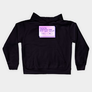 Funny Anxiety Pixel Art - Delete Anxiety.exe | Retro Computer Design Kids Hoodie